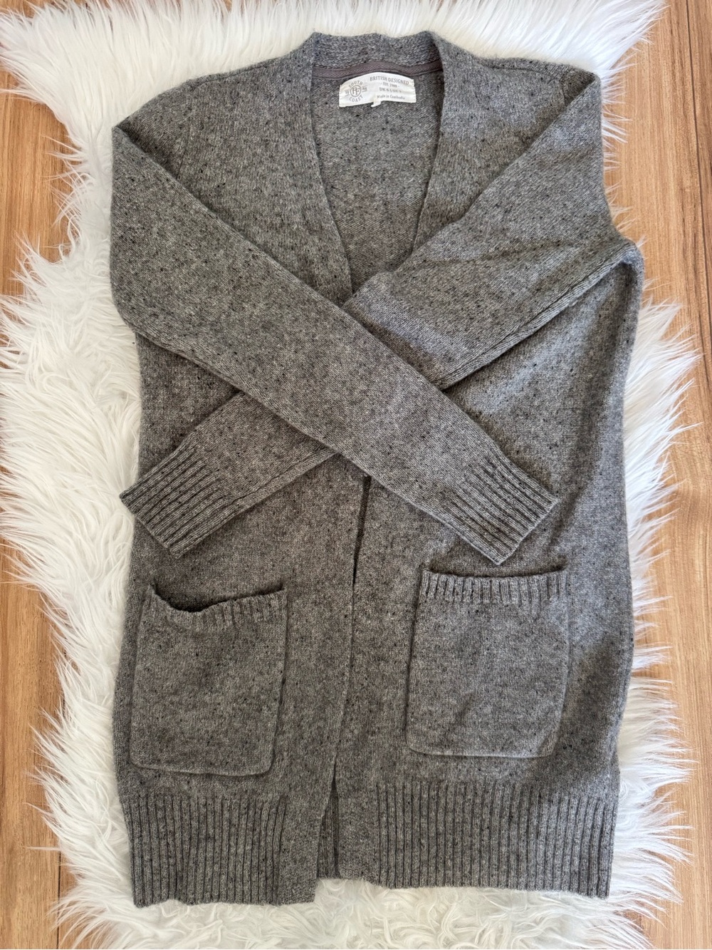 Fat Face Soft Gray Cashmere Women's Cardigan